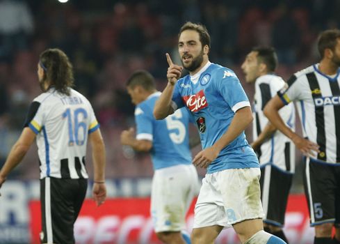 ITALY, Naples: Napoli beat Udinese 1-0 in their Serie A match at San Paolo stadium in Naples on November 8, 2015. Gonzalo Higuain.