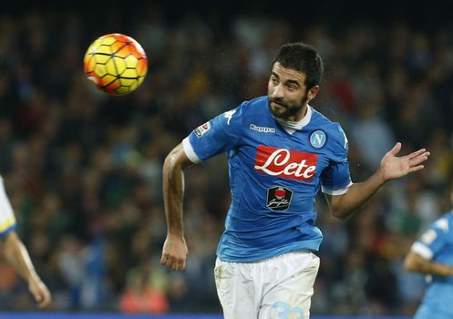 ITALY, Naples: Napoli beat Udinese 1-0 in their Serie A match at San Paolo stadium in Naples on November 8, 2015. Raul Albiol.