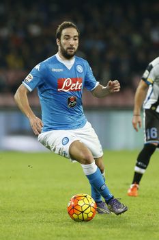 ITALY, Naples: Napoli beat Udinese 1-0 in their Serie A match at San Paolo stadium in Naples on November 8, 2015. Gonzalo Higuain.