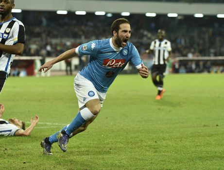 ITALY, Naples: Napoli beat Udinese 1-0 in their Serie A match at San Paolo stadium in Naples on November 8, 2015. Gonzalo Higuain.