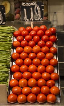 Display of Tomatos in a market, La Mercat, Barcelona