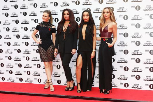 UNITED KINGDOM, London: (From left to right) Perrie Edwards, Jesy Nelson, Leigh-Anne Pinnock and Jade Thirlwall of Little Mix attend BBC Radio 1's Teen Awards at Wembley Arena in London on November 8, 2015.