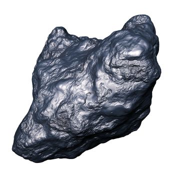 metallic iron meteorite, isolated on white background