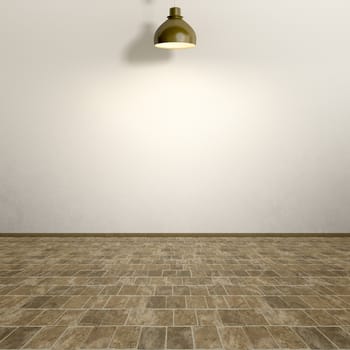 An empty room with a lamp background for your own content
