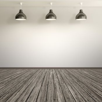An empty room with three lamps background for your own content