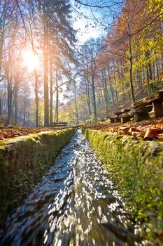 Medvednica mountain creek vertical view, Kraljicin zdenac, Zagreb, Croatia