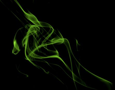 Abstract Fancy Green Smoke Figures on Black background