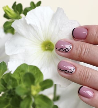 Close up woman hands with decorated  nails