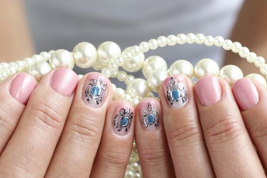 Female hands, nails with beautiful art manicure