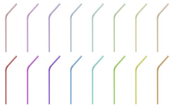 Drinking straws with different colors isolated on white background