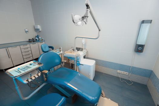 Interior of a new modern dental office, in blue colors