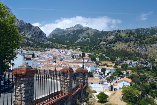 View to white village Grazalema in Andalucia