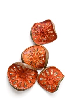 dried quince on white background