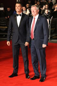 UNITED KINGDOM, London: Cristiano Ronaldo and Sir Alex Ferguson attend the world premiere of the documentary Ronaldo at Vue West End cinema at Leicester Square, London on November 9, 2015. 