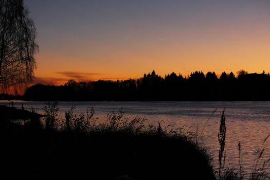 Late sunset, river