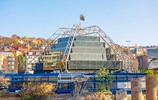 Stuttgart, Germany - November 1, 2013: Carl-Zeiss Planetarium Stuttgart, exterior view. It is located in the Middle Castle Garden (Mittlerer Schlossgarten).
