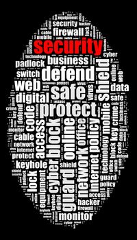 Security word cloud illustration concept over dark background