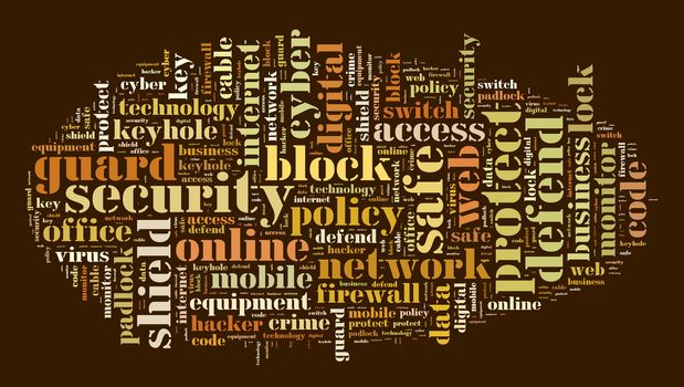 Security word cloud illustration concept over dark background