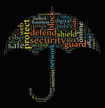 Security word cloud illustration concept over dark background