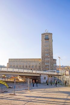 Stuttgart, Germany - November 1, 2013: Central railway station (Hauptbahnhof) in Stuttgart, Germany near construction site Stuttgart 21. S21 is the most controversial railway project ever.