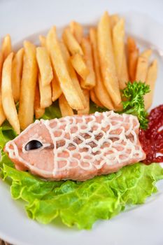 Trout fish with fried potato
