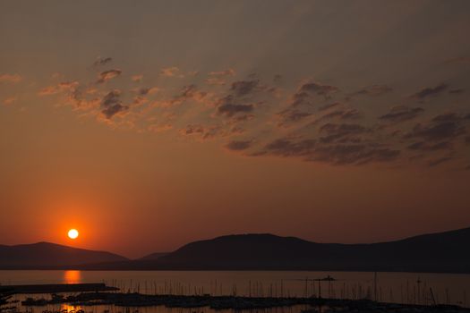 Scenic sunset over the sea in Sardinia