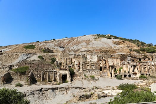 Old buildings of an abandoned mine in Sardinia, Guspini, Montevecchio