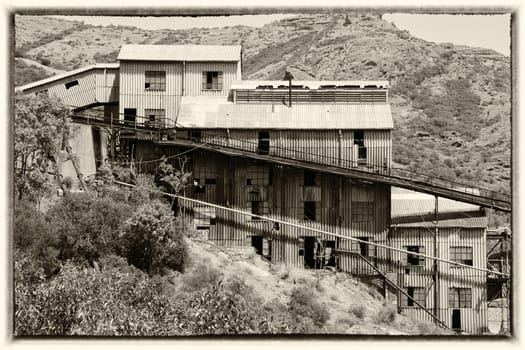 Old buildings of an abandoned mine in Sardinia, Guspini, Montevecchio
