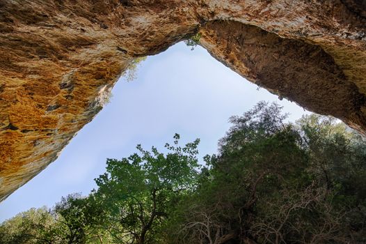 Archaeological site of Tiscali nuragic village in Dorgali, Sardinia, Italy