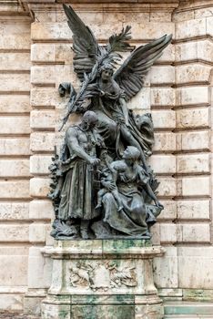 BUDAPEST - October 12: The imposing Buda Castle with classic statues overlooks the city from its elevated position atop Castle Hill, rising 48 meters above the Danube on October 12, 2015 in Budapest