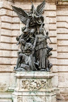 BUDAPEST - October 12: The imposing Buda Castle with classic statues overlooks the city from its elevated position atop Castle Hill, rising 48 meters above the Danube on October 12, 2015 in Budapest