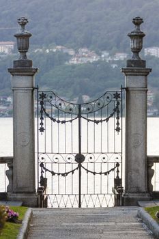 Lake Como seen from the romantic terrace of Villa Melzi in late summer, Lake Como, Northern Italy, Europe