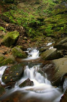 beautiful waterfall scene, ukraine carpathian shipot waterfall