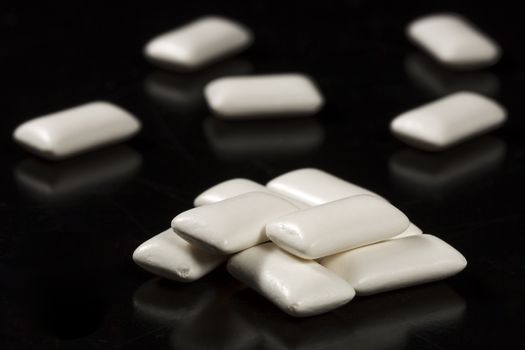 Chewing Gum Close Up on black background.