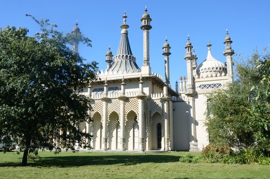 Brighton Pavilion with lawn in front