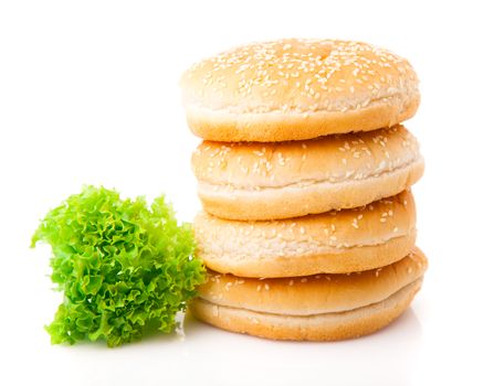 Hamburger buns isolated on white