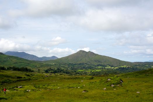 hiker on the kerry way in irelands wild atlantic way