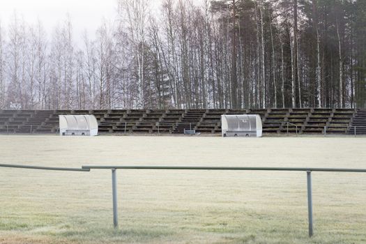 Soccer Pitch Substitution Booths in late autumn.