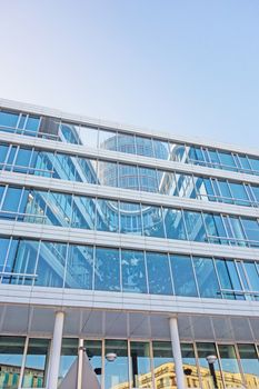 Stuttgart, Germany - November 1, 2013: LBBW (Regional State Bank of Baden-Wurttemberg) building Stuttgart - modern building with glass facade at square Pariser Platz.