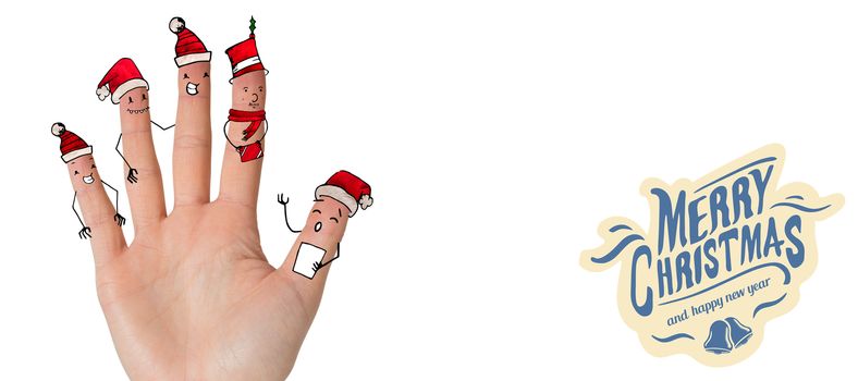 Christmas caroler fingers against white background with vignette