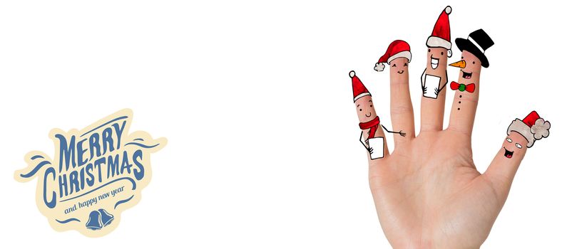 Christmas caroler fingers against white background with vignette