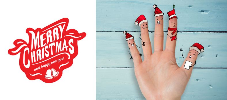 Christmas caroler fingers against white background with vignette