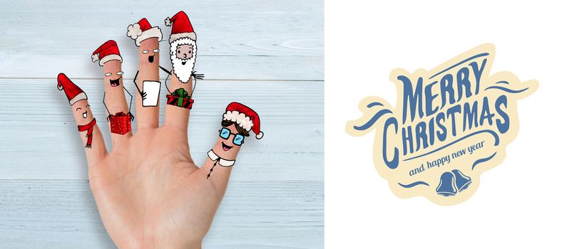 Christmas caroler fingers against white background with vignette