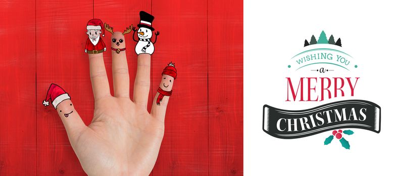 Christmas caroler fingers against white background with vignette