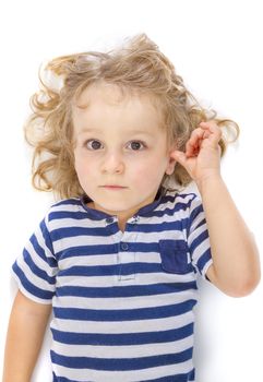 Cute little boy on white background