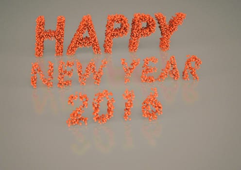 The three-dimensional inscription the Happy New Year 2016 is made small cubes.