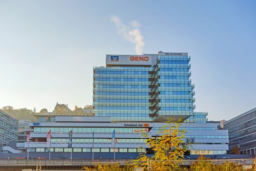 Stuttgart, Germany - November 1, 2013: GENO-Haus Stuttgart (Companionship house). It is center and landmark of the Wurttemberg Companionship Organisation.