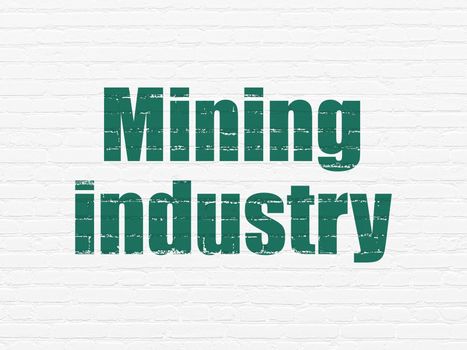 Industry concept: Painted green text Mining Industry on White Brick wall background