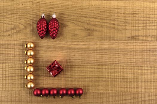 Christmas ornaments red and gold with space to write