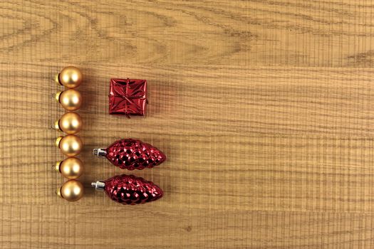 Christmas ornaments red and gold with space to write